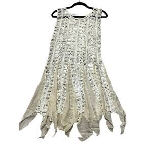 NWT Pretty Angels boho festival off white dress beige layered textured dress s L